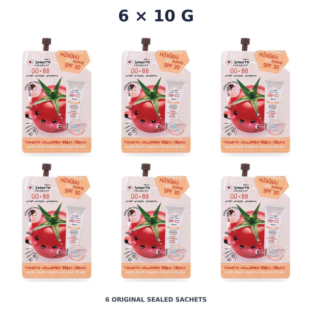 Smooto Tomato Collagen BB&CC Cream SPF 30 10 g – Complexion Makeup — 6 Sachets