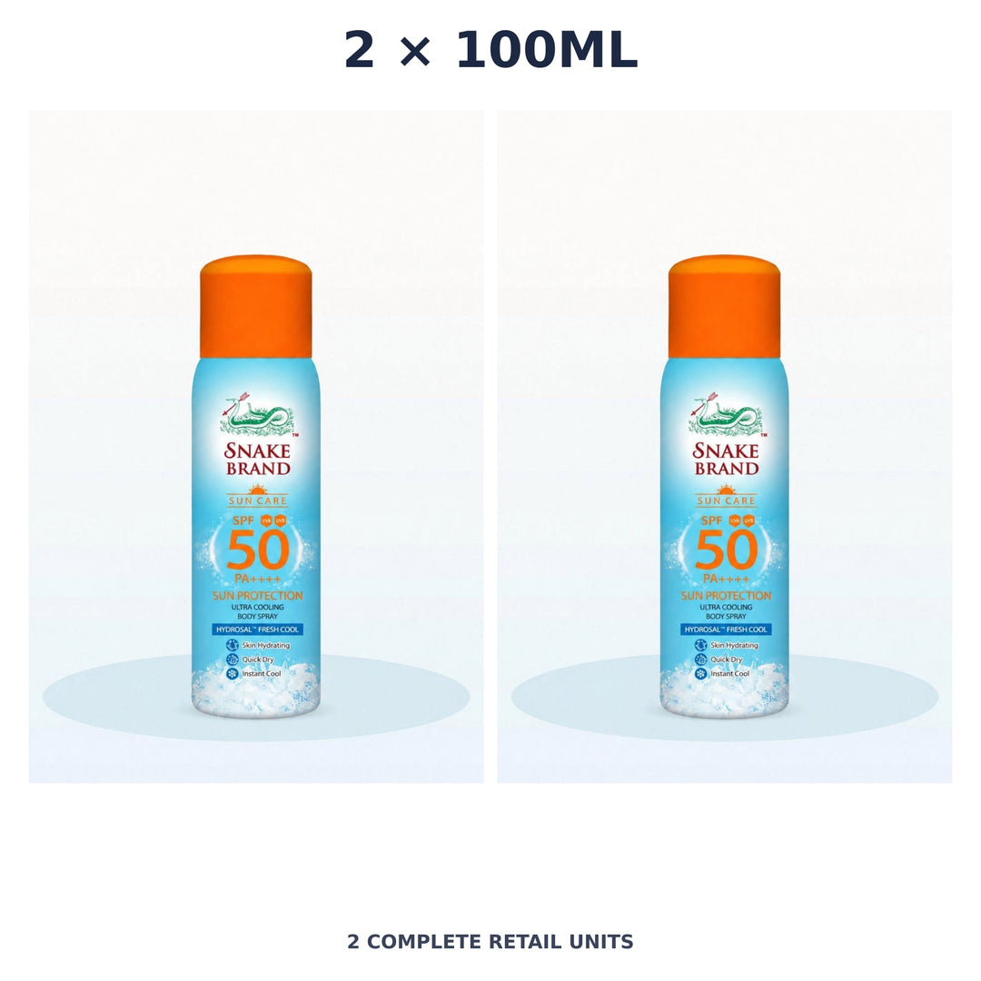 Snake Brand Cooling Spray Sun Protection SPF 50 PA++++ 100ml — 2 Units