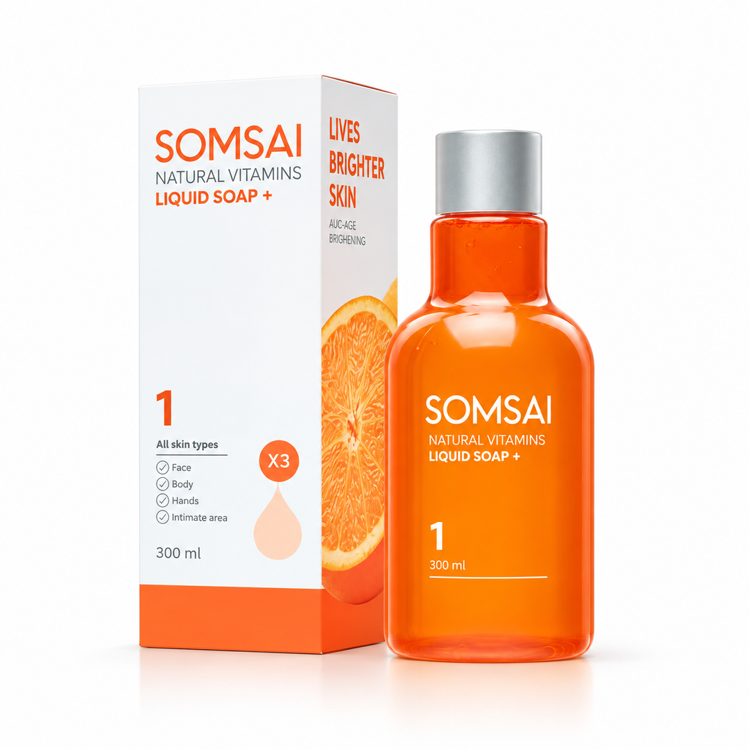 Somsai Natural Vitamins Liquid Soap+ 300 ml bottle and box