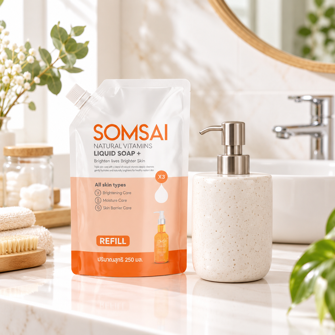 Somsai Liquid Soap+ refill pouch with soap dispenser