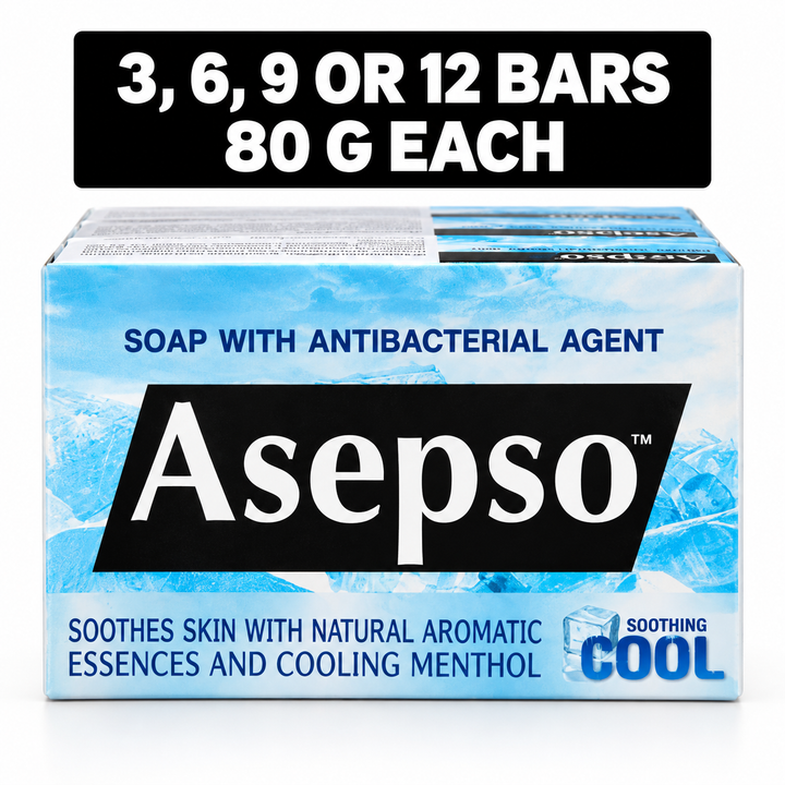 Asepso Soothing Cool soap packs 3 6 9 or 12 bars