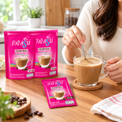 Beauti Srin Collagen Coffee — 12 × 12 g Sachets per Pack — product use demonstration