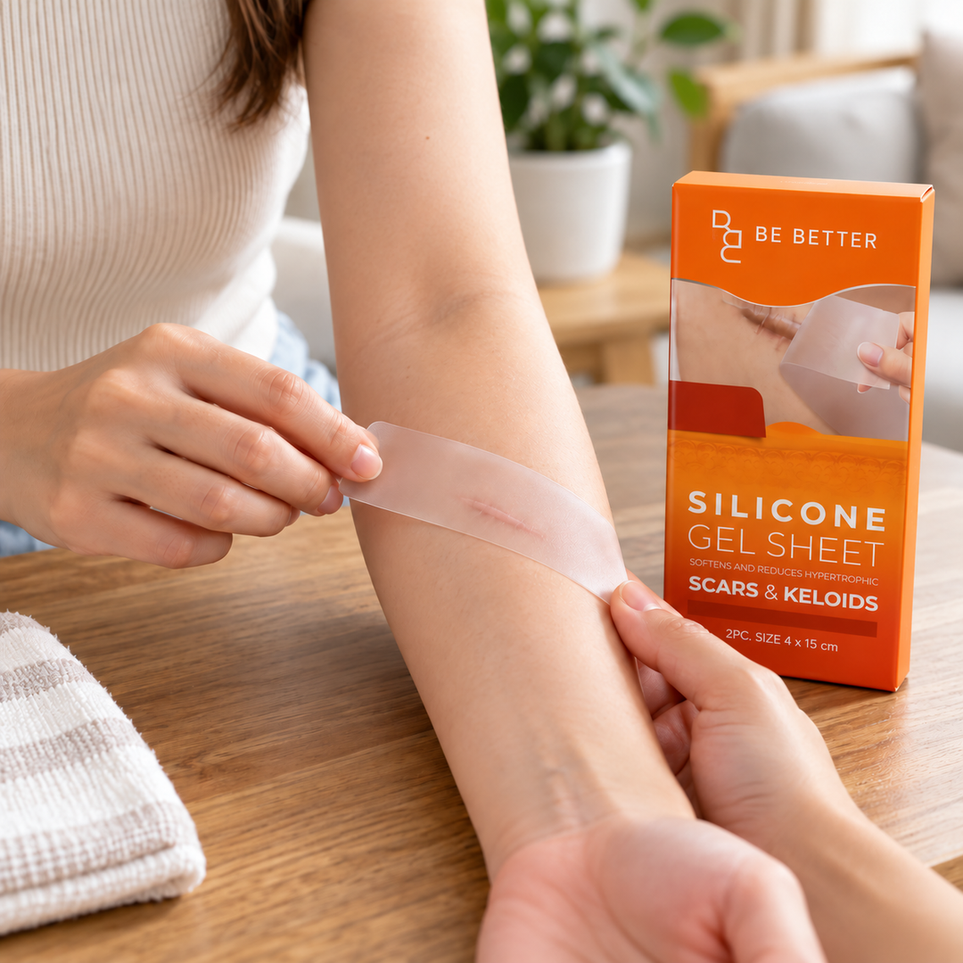 BE BETTER Silicone Gel Sheet — 2 Sheets, 4 × 15 cm per Box — product use demonstration