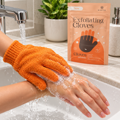 BE BETTER Exfoliating Gloves — 1 Pair per Pouch — product use demonstration