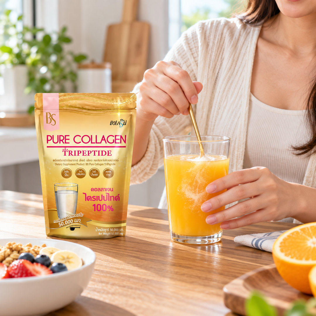 Beauti Srin Pure Collagen Tripeptide 50 g — 1, 2 or 4 Pouches — product use demonstration
