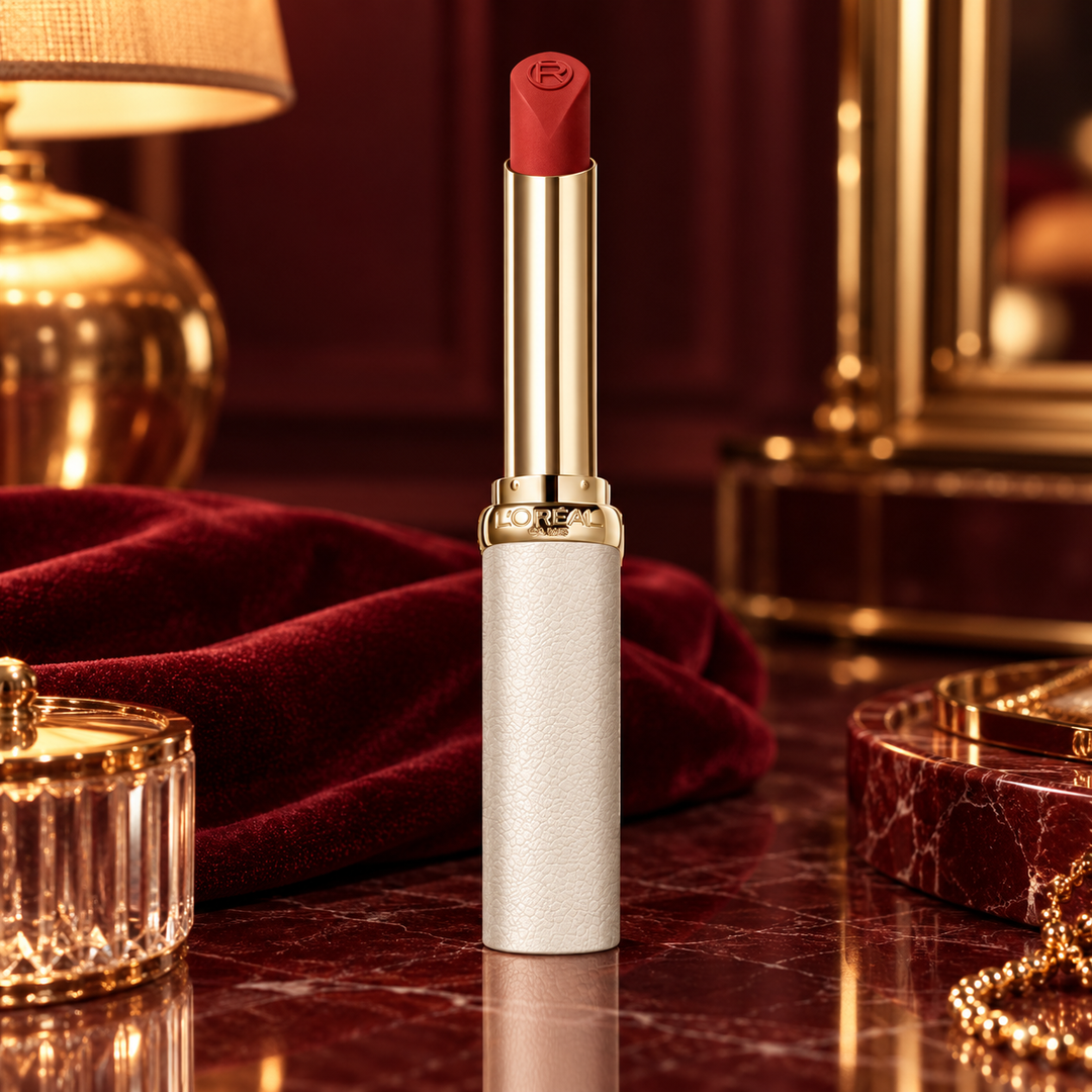 L'Oréal Paris Color Riche Creme Matte Lipstick — Shade 197 — 1 Lipstick — lifestyle setting, decorative objects not included