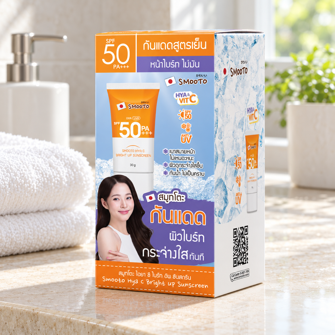 Smooto Hya C Bright Up Sunscreen SPF50 PA+++ 30 g — product presentation