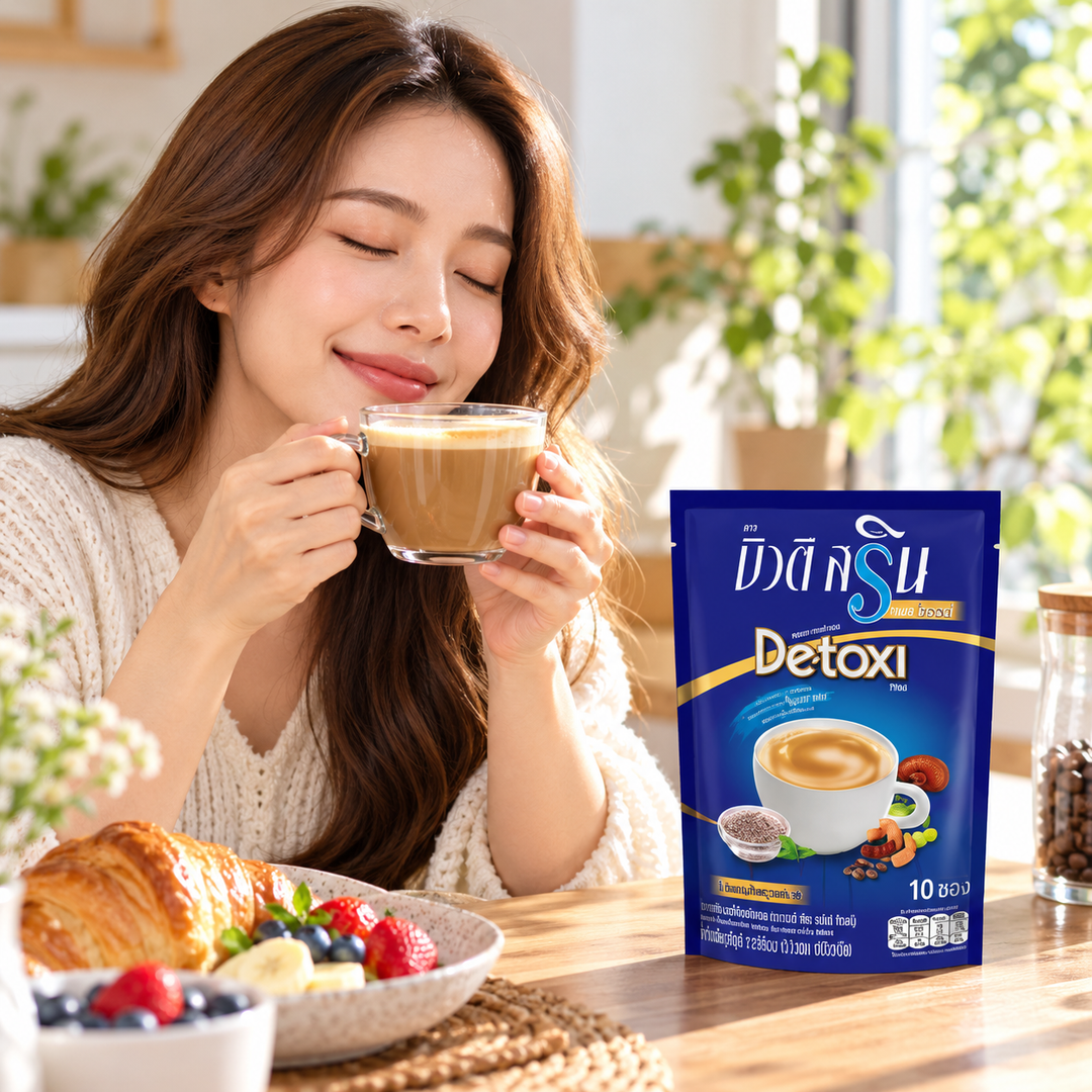 Beauti Srin Plus De-toxi Coffee — enjoying the prepared drink