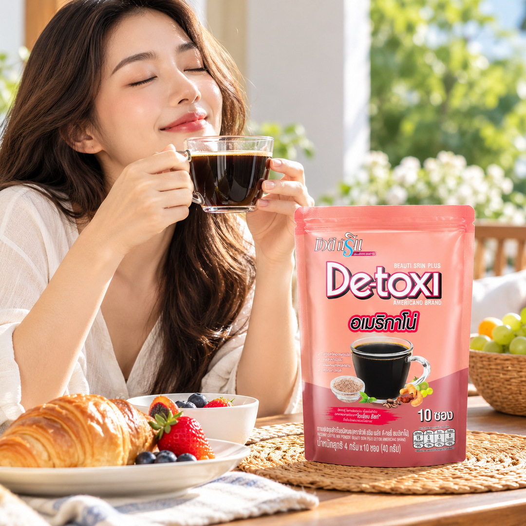 Beauti Srin Detoxi Americano — enjoying the prepared drink