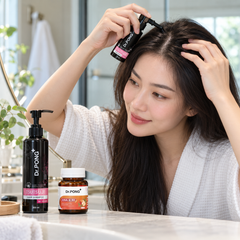 Dr.PONG Tsutsuji Hair Care Set 012 — 1 Complete Set | Shampoo 200 ml + Serum 30 ml + ANA-X 30 Capsules — product use lifestyle use1