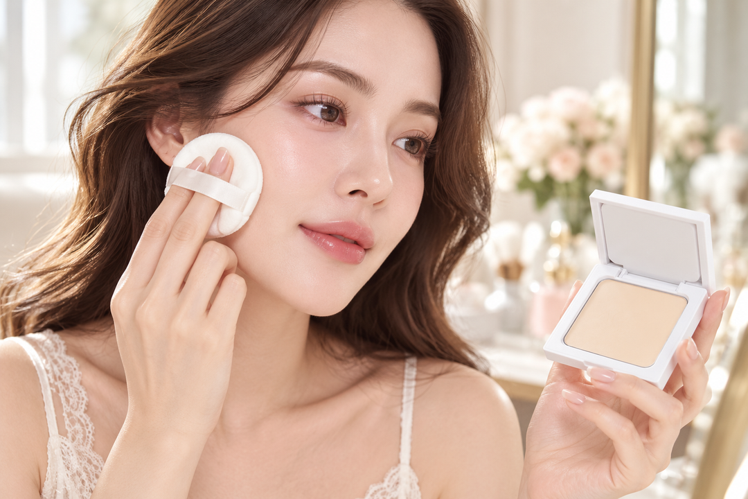 ACCA by Dr.DSP × MOMAY Aminol Pact 0% Talc & Silicone 12 g – 00 Porcelain | 1, 2 or 4 Pack application lifestyle