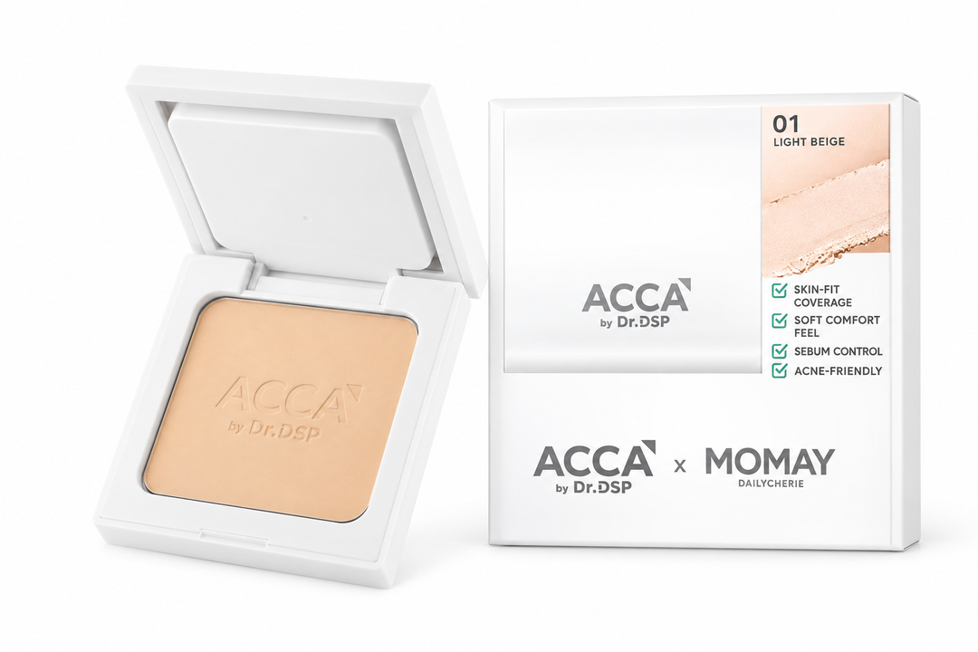 ACCA by Dr.DSP × MOMAY Aminol Pact 0% Talc & Silicone 12 g – 01 Light Beige | 1, 2 or 4 Pack product on white background