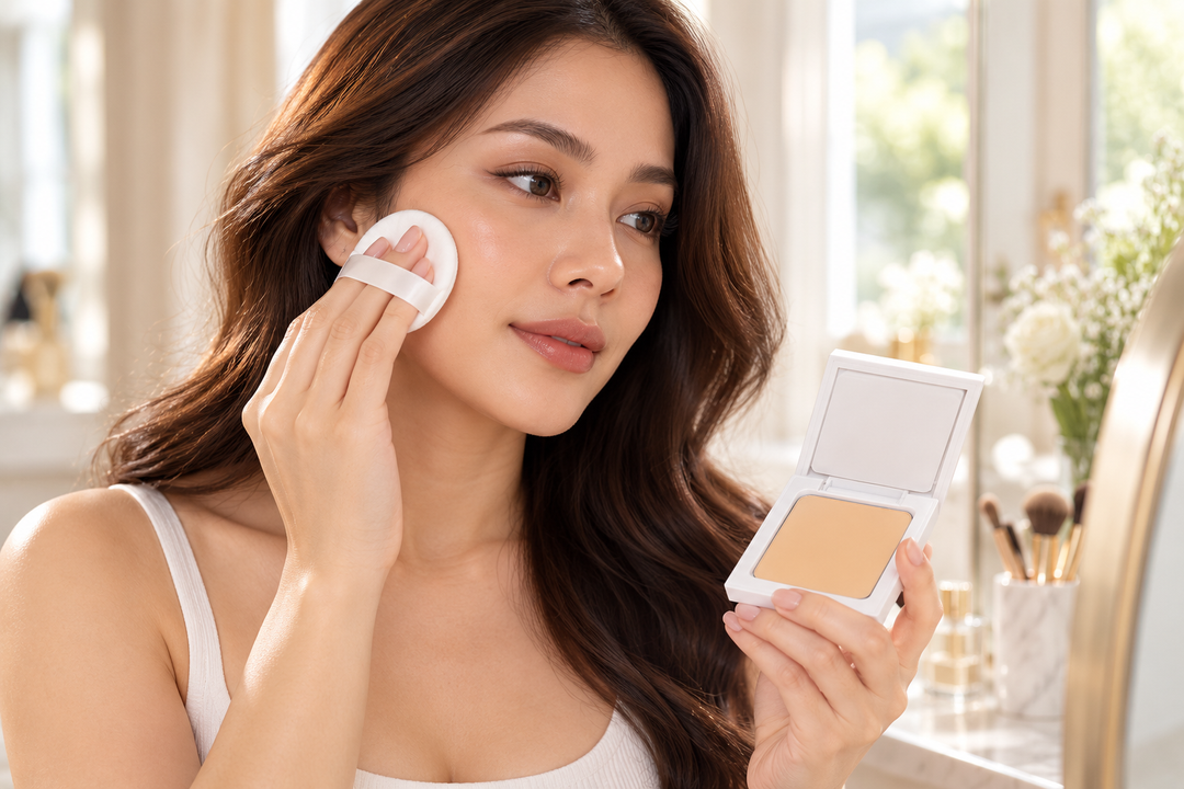 ACCA by Dr.DSP × MOMAY Aminol Pact 0% Talc & Silicone 12 g – 02 Natural Beige | 1, 2 or 4 Pack application lifestyle