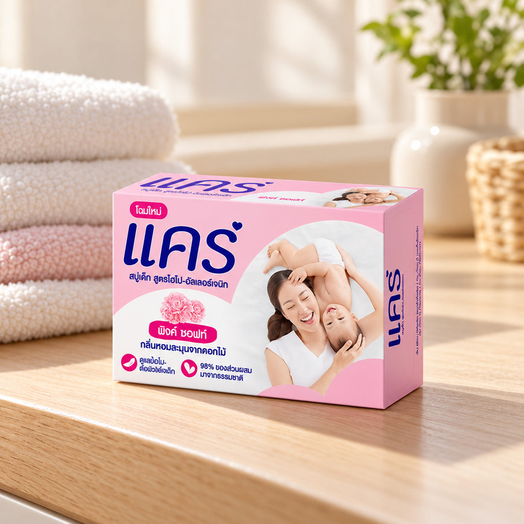 Care Pink Soft Baby Bar Soap — lifestyle view of one retail unit