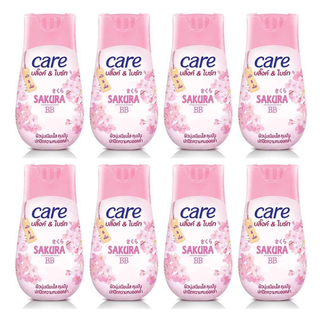 Care Blink & Bright Sakura BB Face Powder | 8 Bottles | 40 g Each — 8 separate retail units shown on white background
