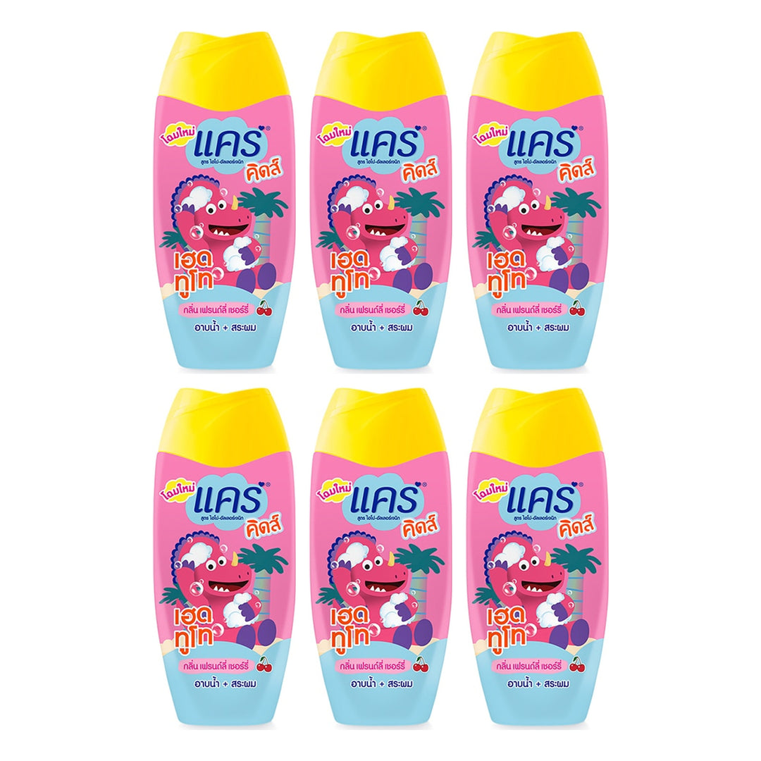 Care Kids Head to Toe Friendly Cherry Wash | 6 Bottles | 200 ml Each — 6 separate retail units shown on white background