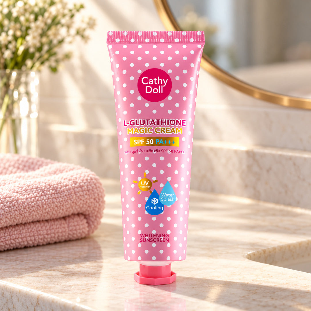 Cathy Doll L-Glutathione Magic Cream SPF50 PA+++ — lifestyle view 2 of one retail tube