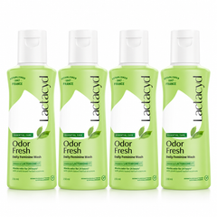 Lactacyd Odor Fresh Daily Feminine Wash — 4 × 150 ml — exact pack quantity on white