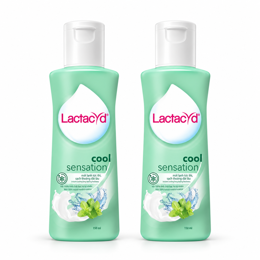 Lactacyd Cool Sensation Daily Feminine Wash — 2 × 150 ml — exact pack quantity on white