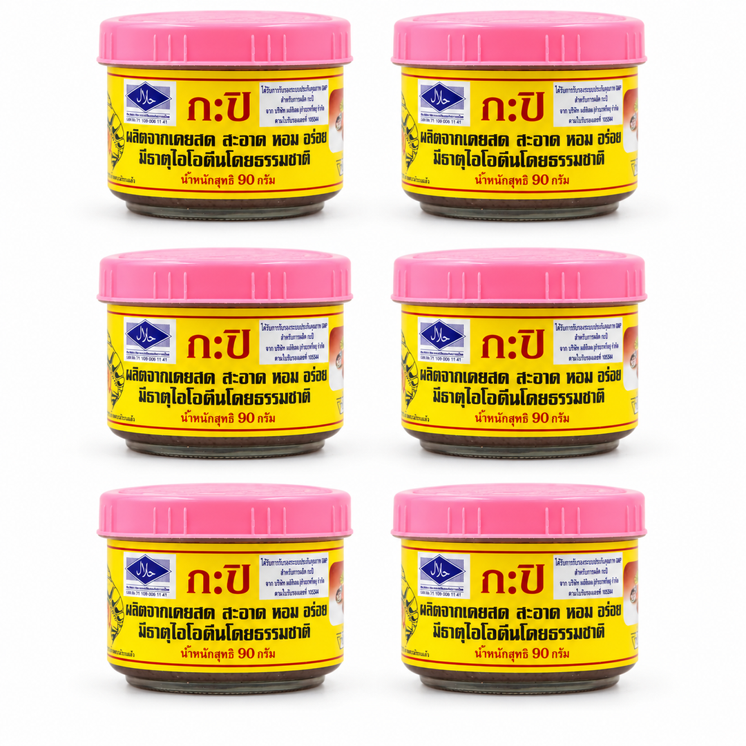 Kung Thai Authentic Shrimp Paste — 6 × 90 g — exact pack quantity on white