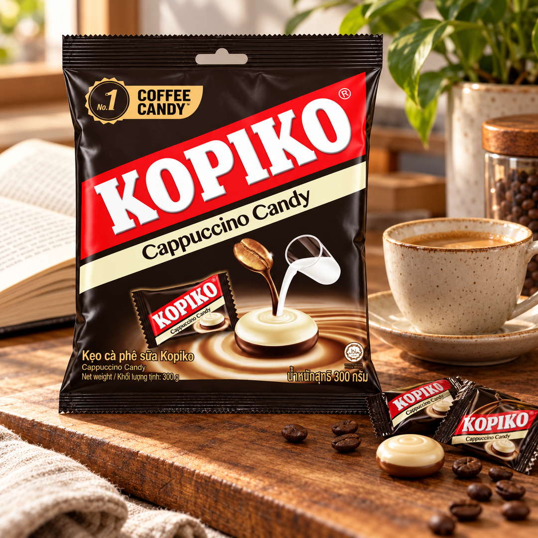 Kopiko Cappuccino Candy – 300 g Bag — lifestyle photograph