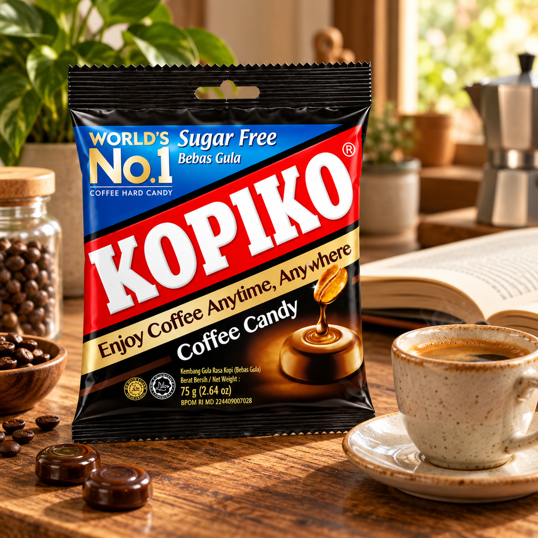 Kopiko Sugar Free Coffee Candy – 75 g Bag — lifestyle photograph