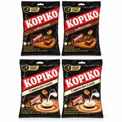 Kopiko Coffee & Cappuccino Candy Mix — 4 × 300 g Bags — exact pack quantity on white
