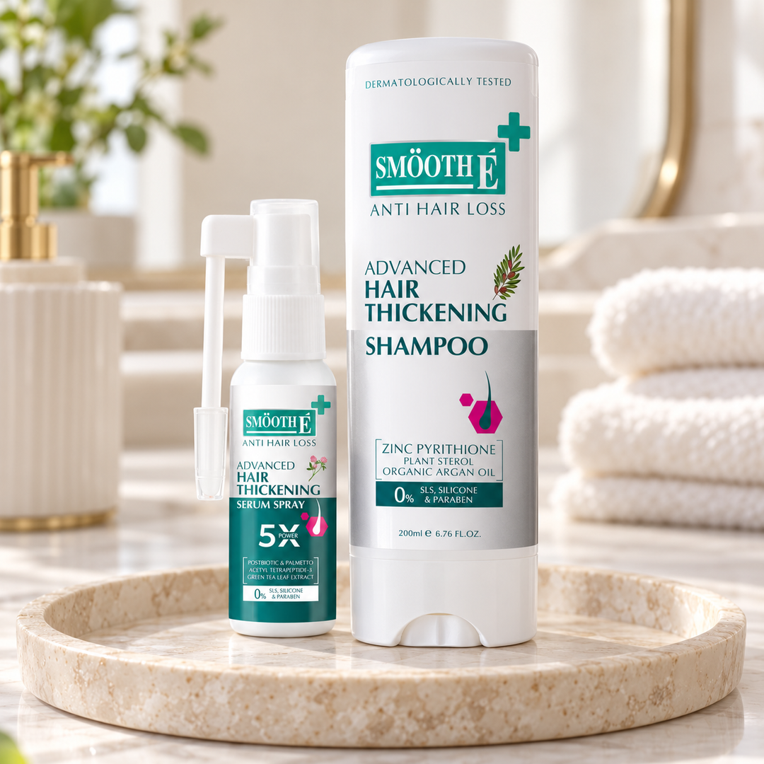 Smooth E Hair & Scalp Duo — Serum 20 ml + Shampoo 200 ml — product presentation