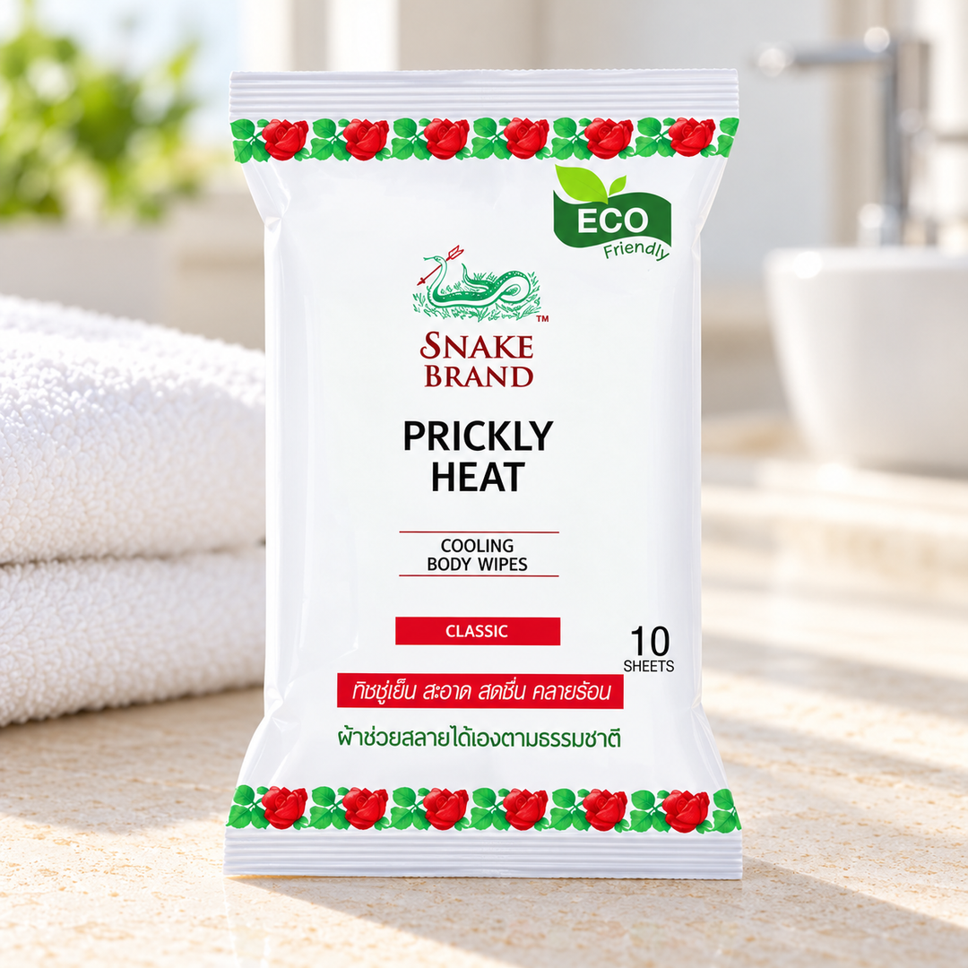 Snake Brand Prickly Heat Cooling Body Wipes Classic 10 sheets — product presentation