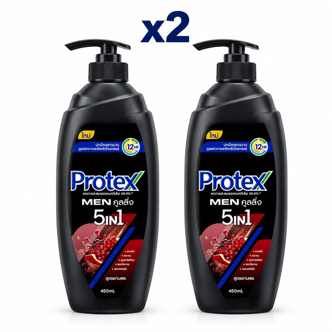 Protex Men Cooling 5-in-1 Hair & Body Shower Gel 450 ml — Pack of 2 - product cover