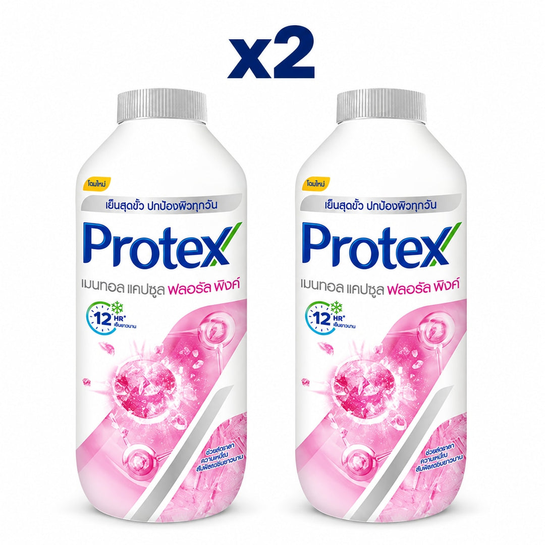 Protex Menthol Capsule Floral Pink Talcum Powder 280 g — Pack of 2 - product cover