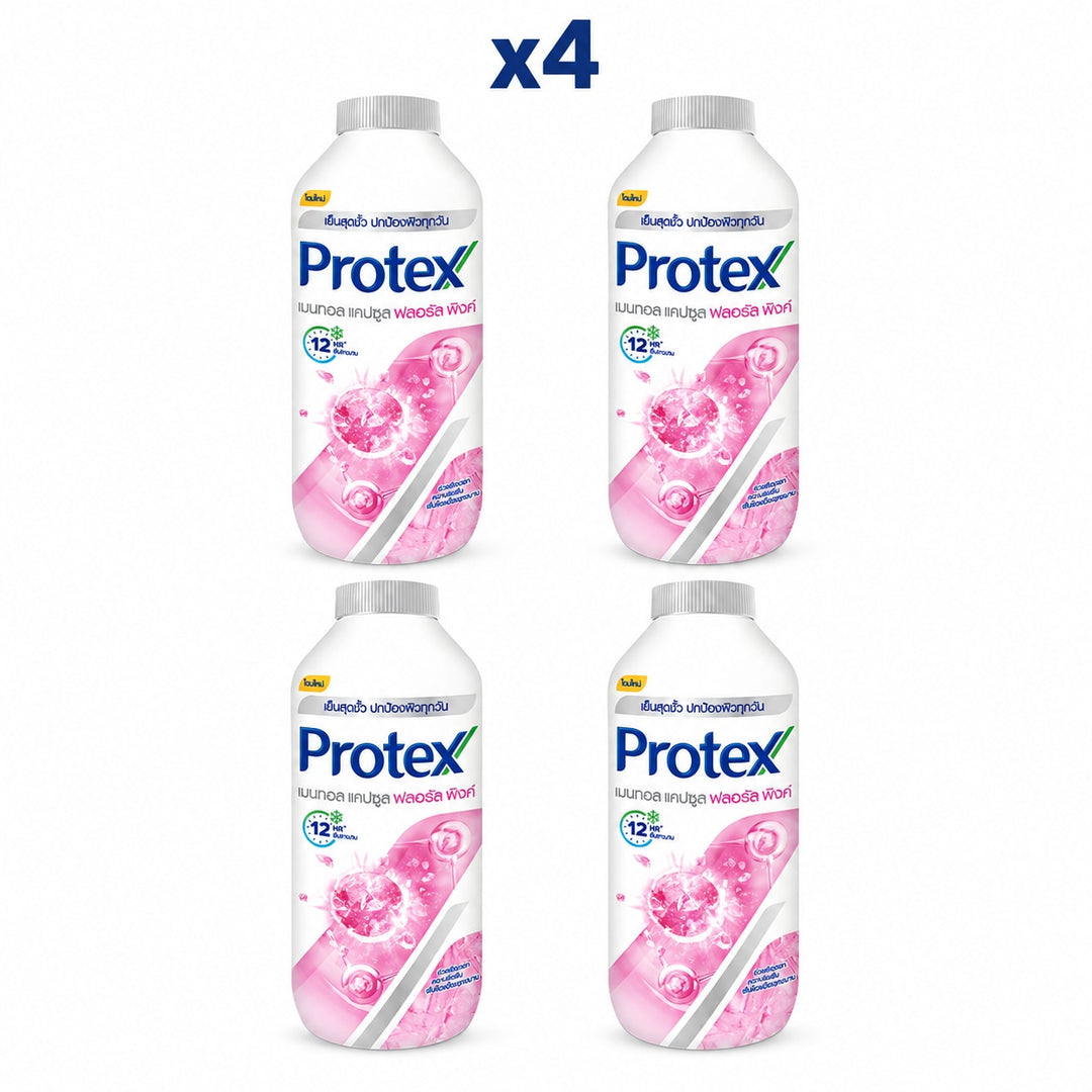 Protex Menthol Capsule Floral Pink Talcum Powder 280 g — Pack of 4 - product cover