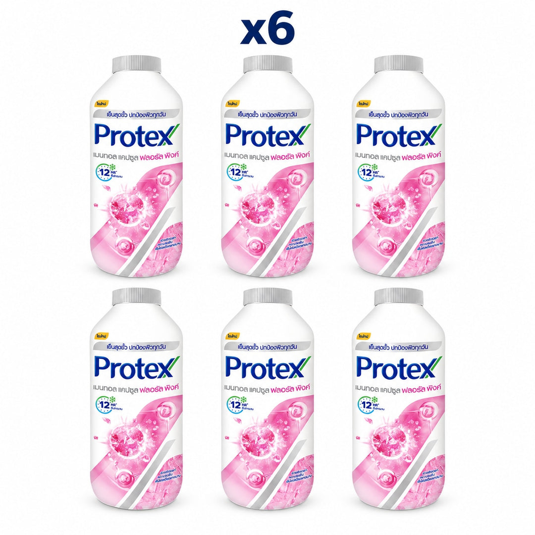 Protex Menthol Capsule Floral Pink Talcum Powder 280 g — Pack of 6 - product cover