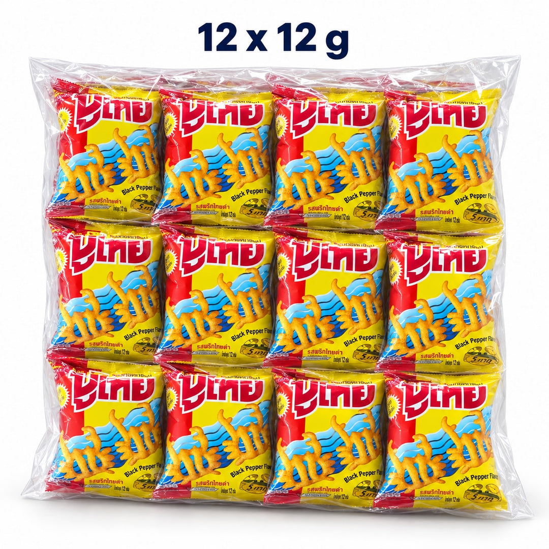 Puthai Black Pepper Crispy Snacks 12 × 12 g - product cover