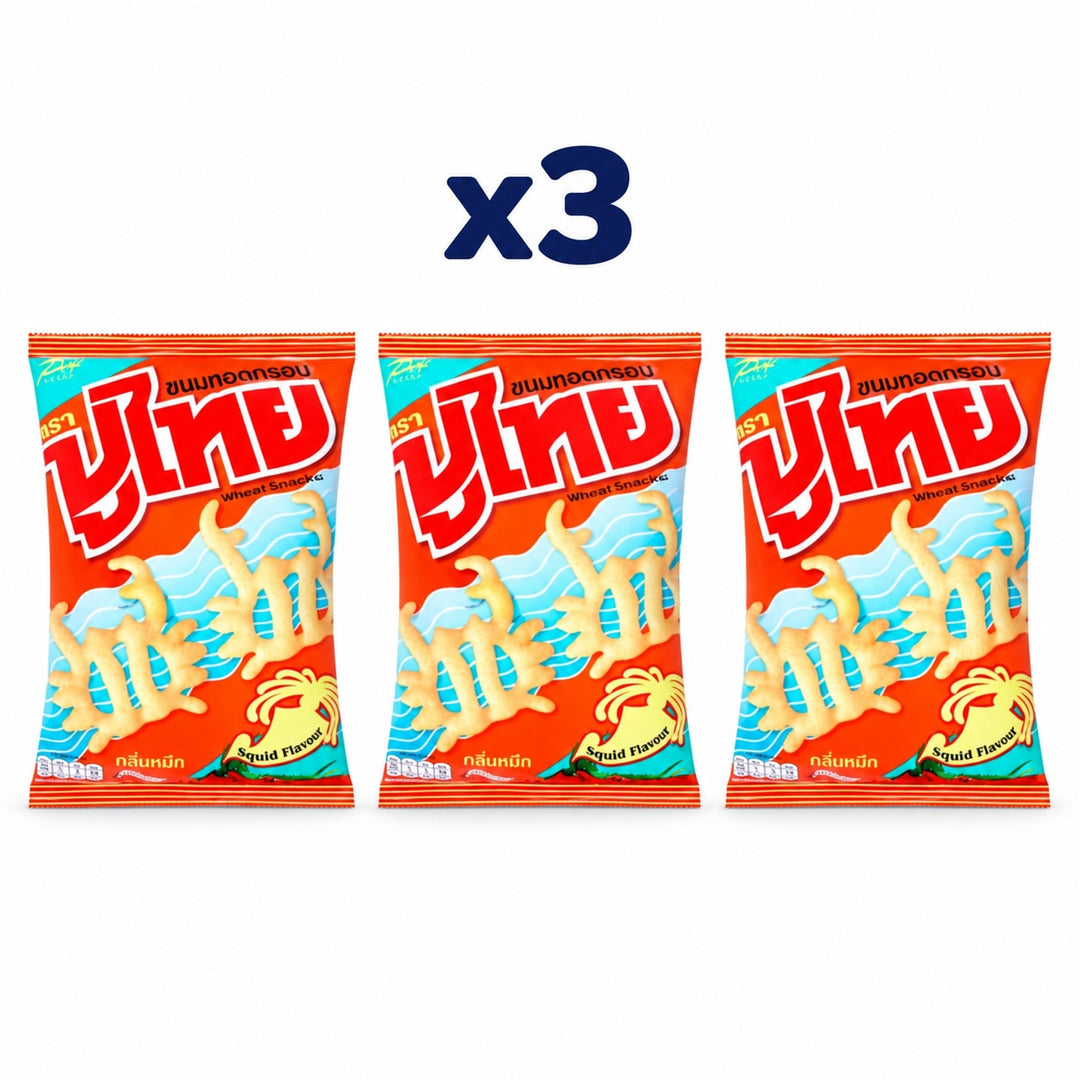 Puthai Squid Flavour Crispy Snacks 3 × 55 g - product cover