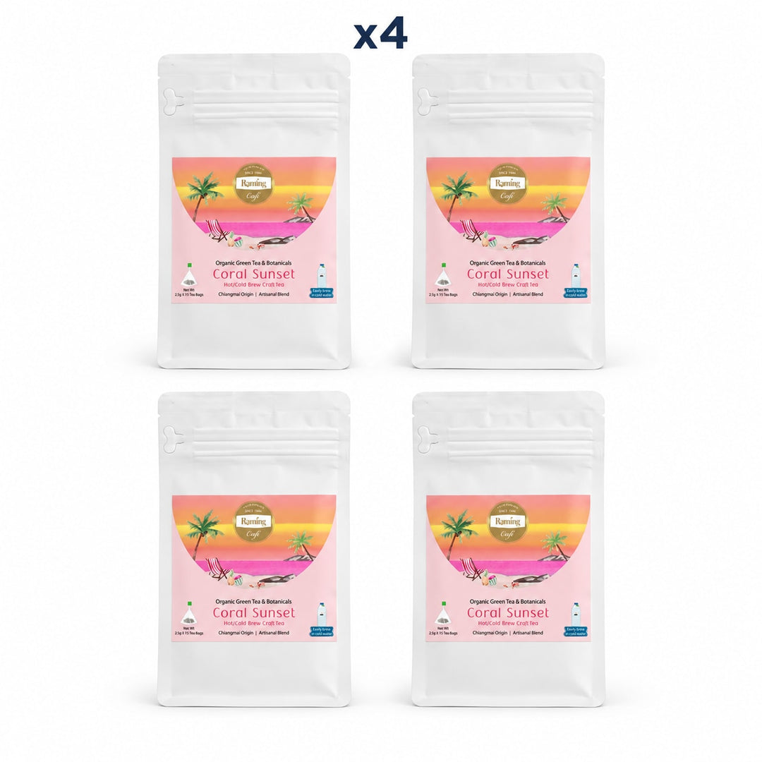 Raming Coral Sunset Craft Tea 15 Tea Bags (37.5 g) — Pack of 4 - product cover