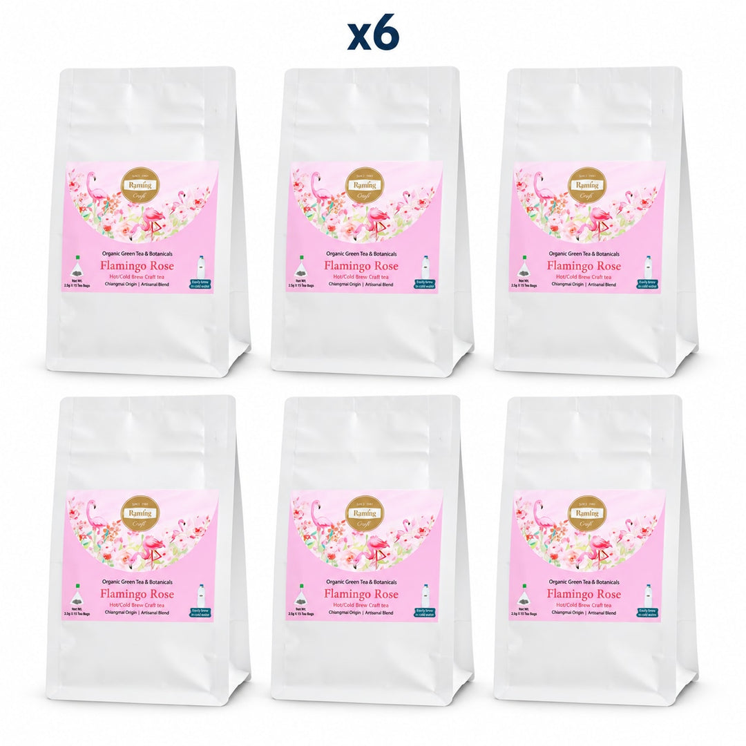 Raming Flamingo Rose Craft Tea 15 Tea Bags (37.5 g) — Pack of 6 - product cover