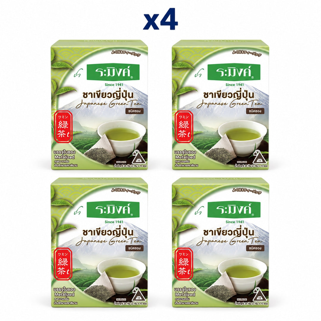 Raming Japanese Green Tea 10 Pyramid Bags (18 g) — Pack of 4 - product cover