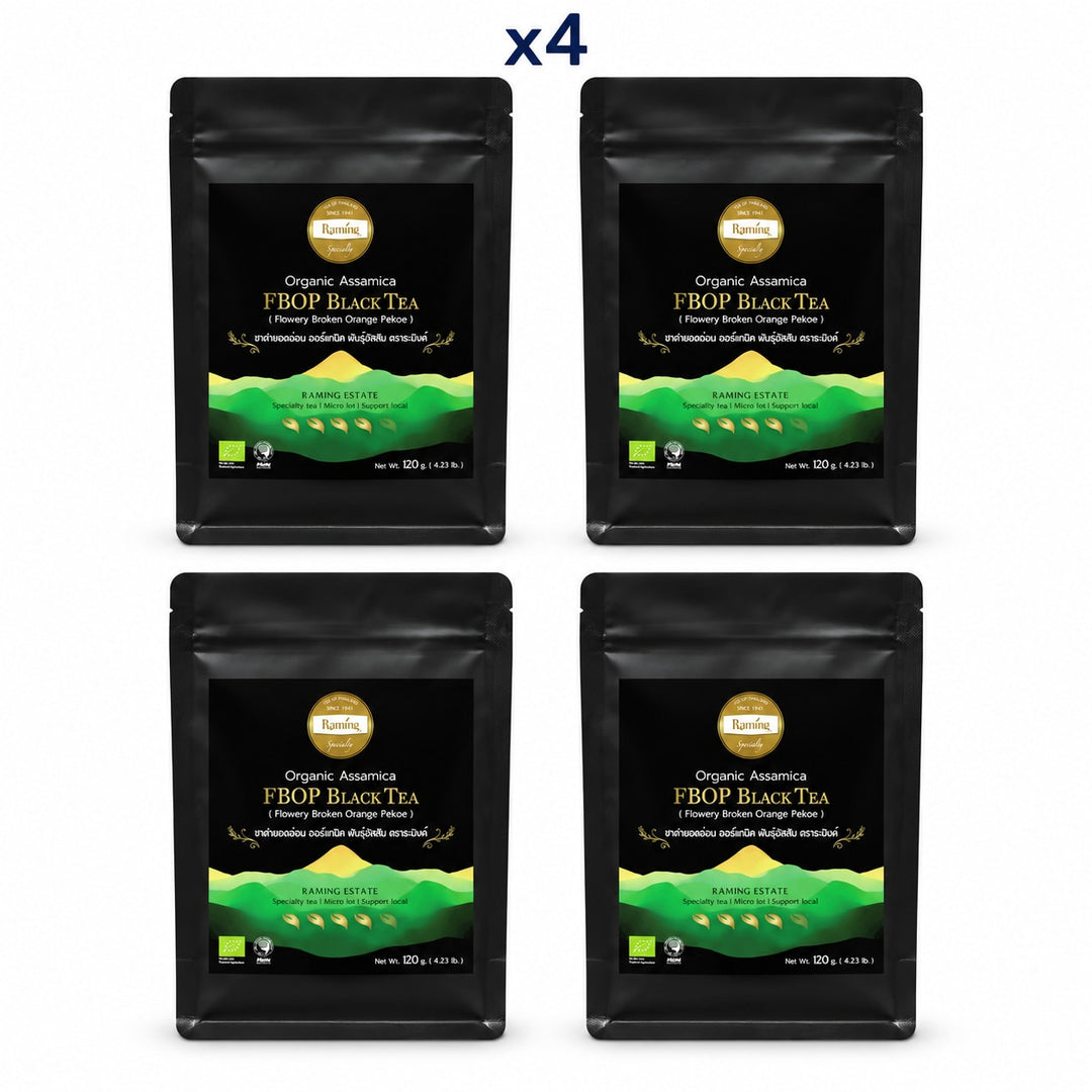 Raming Organic Assamica FBOP Black Tea 120 g — Pack of 4 - product cover