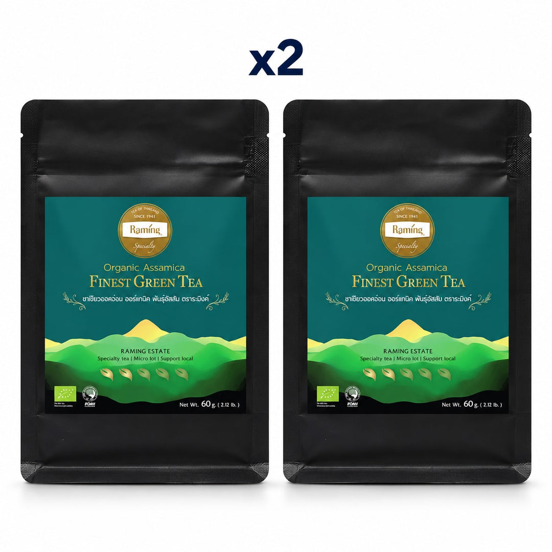 Raming Organic Assamica Finest Green Tea 60 g — Pack of 2 - product cover