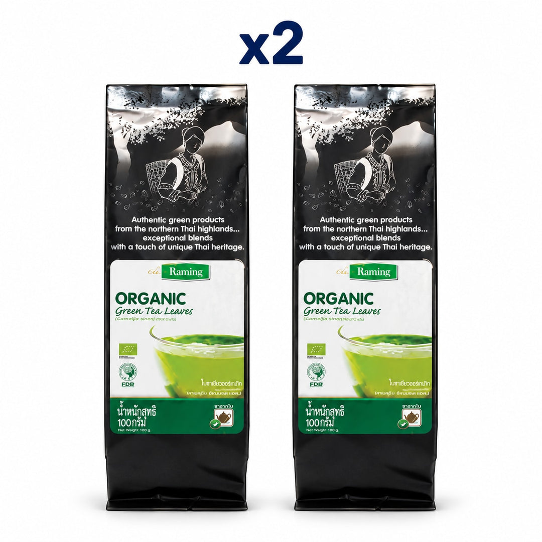 Raming Organic Green Tea Leaves 100 g — Pack of 2 - product cover
