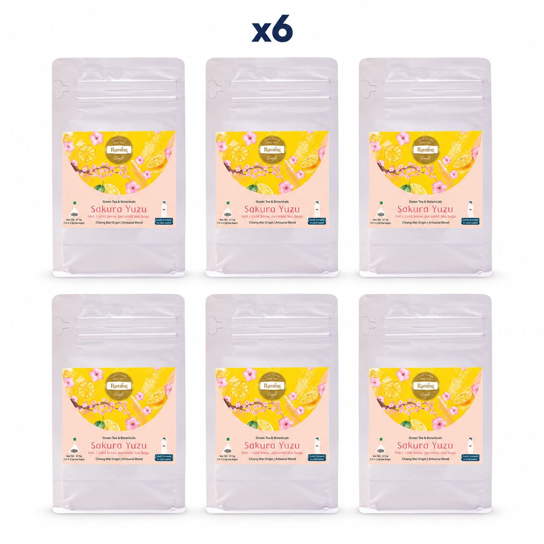 Raming Sakura Yuzu Craft Tea 15 Tea Bags (37.5 g) — Pack of 6 - product cover