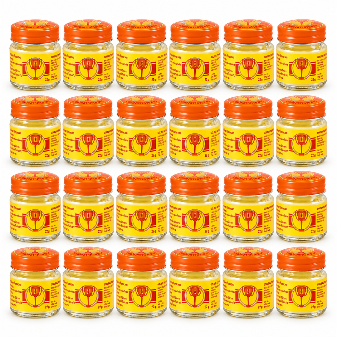 Golden Cup Balm 22 g — Pack of 24 — exact quantity on white