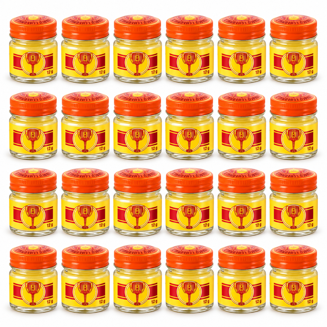 Golden Cup Balm 12 g — Pack of 24 — exact quantity on white