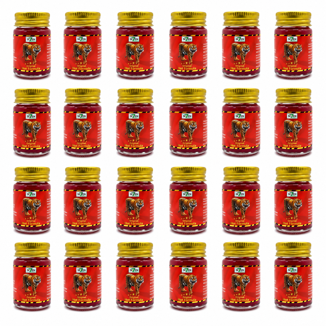 Green Seven Original Hot Formula Thai Massage Balm 50 g — Pack of 24 — exact quantity on white