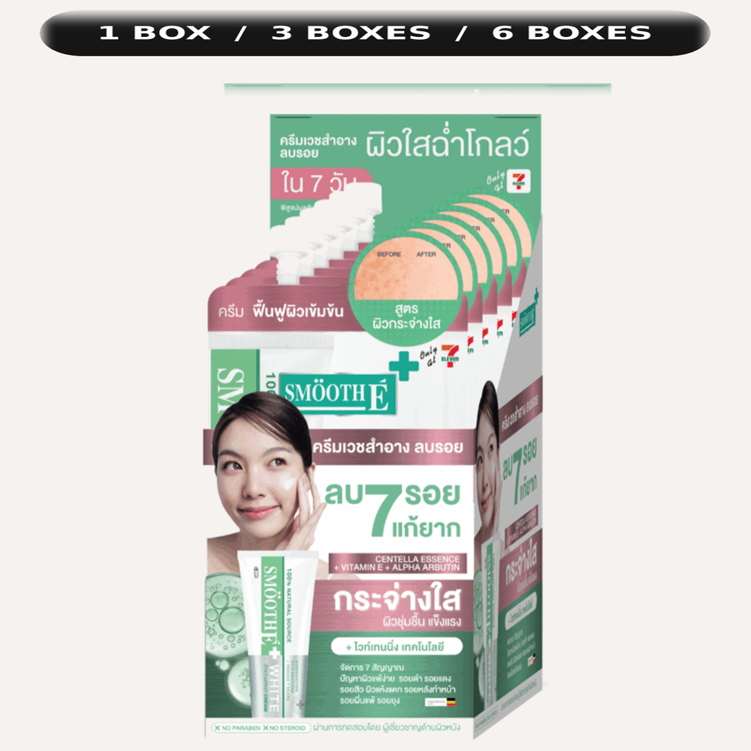 One Smooth E Cream retail box with quantity choices 1, 3 or 6 boxes