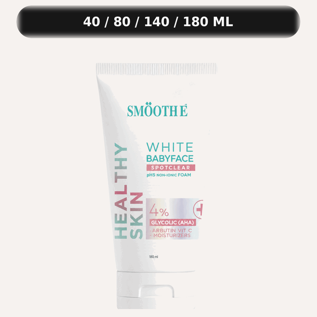 One Smooth E White Babyface Spot Clear Non-Ionic Foam product with 40, 80, 140 or 180 ml sizes choices