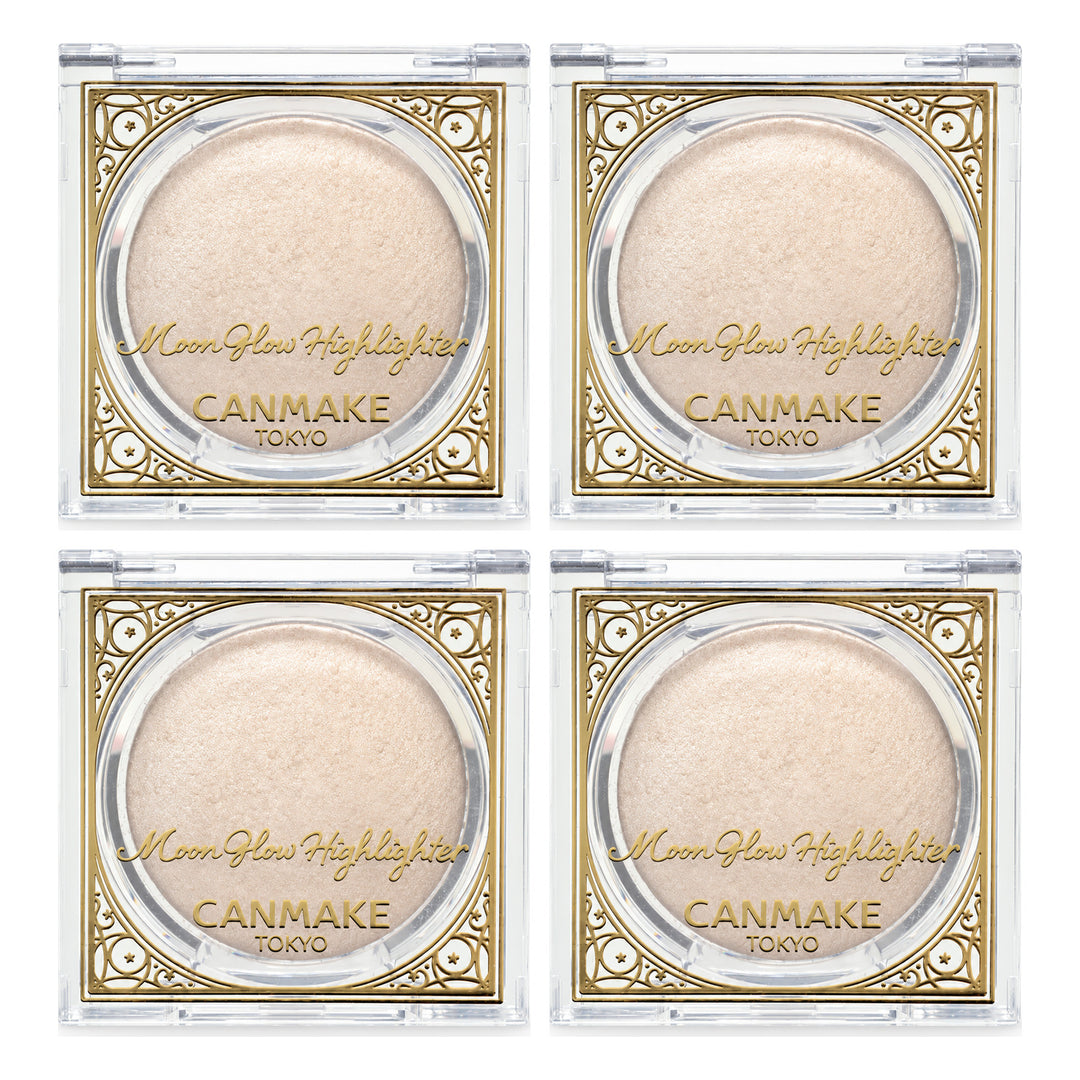 CANMAKE Moon Glow Highlighter | 4 Packs | 3.5 g Each — 4 separate retail units shown on white background