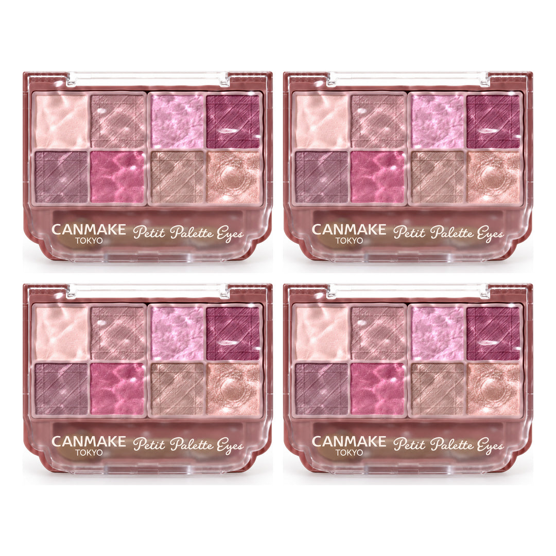 CANMAKE Petit Palette Eyes Matte | 4 Packs | 2 g Each — 4 separate retail units shown on white background