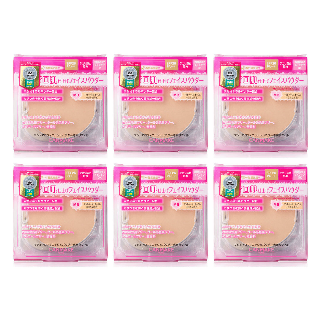 CANMAKE Marshmallow Finish Powder Refill | 6 Packs | 10 g Each — 6 separate retail units shown on white background